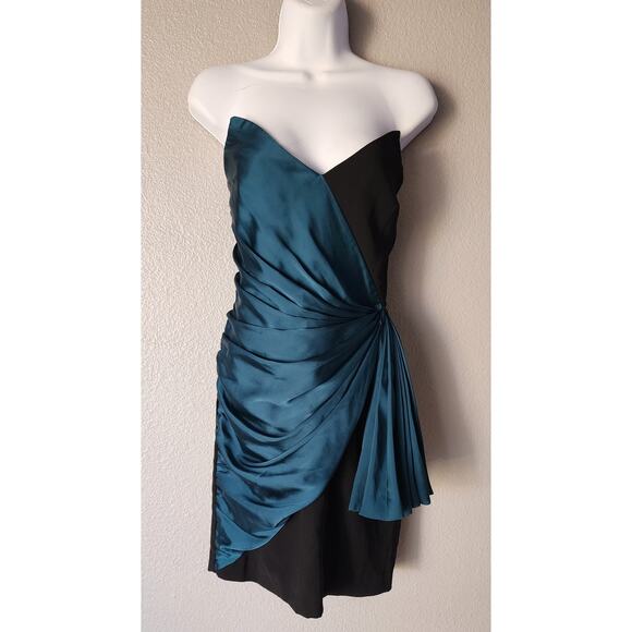 Jill Stuart Silk Color Block Strapless Cocktail Dress - Picture 1 of 8